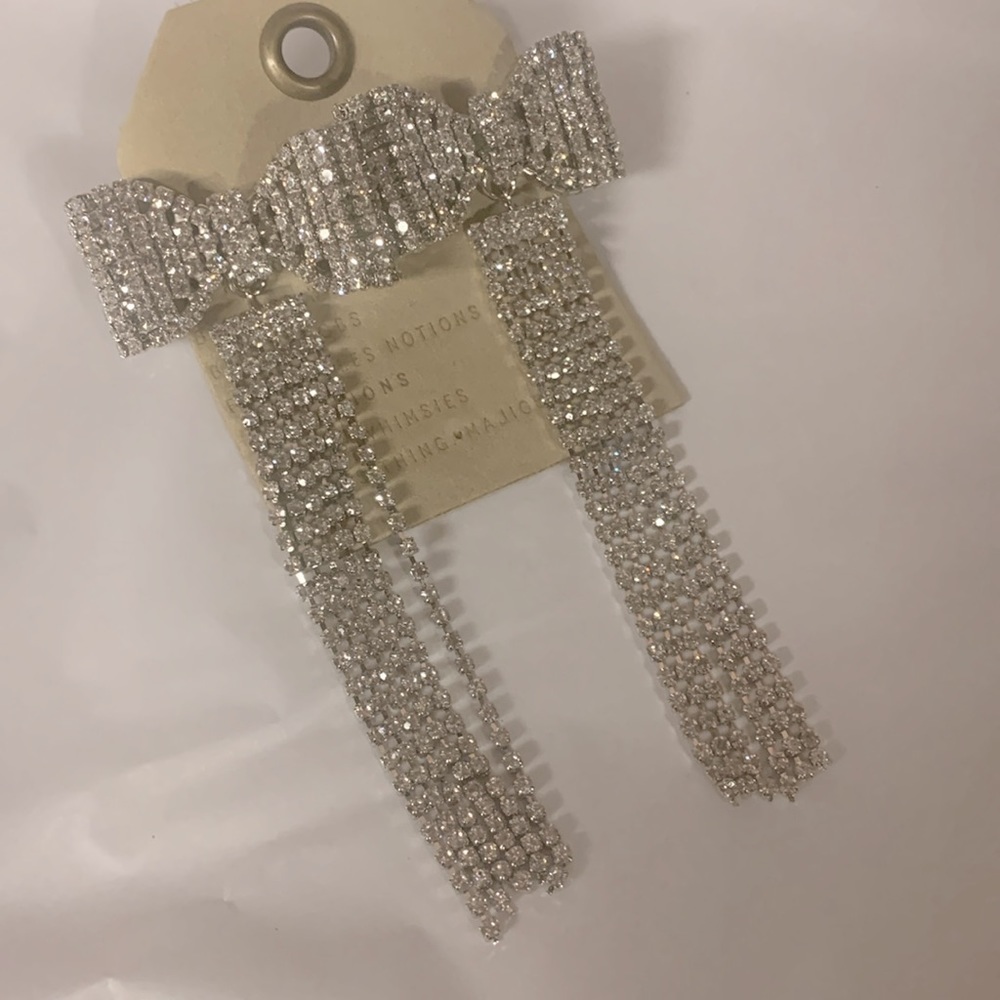 Anthropologie crystal bow earrings new